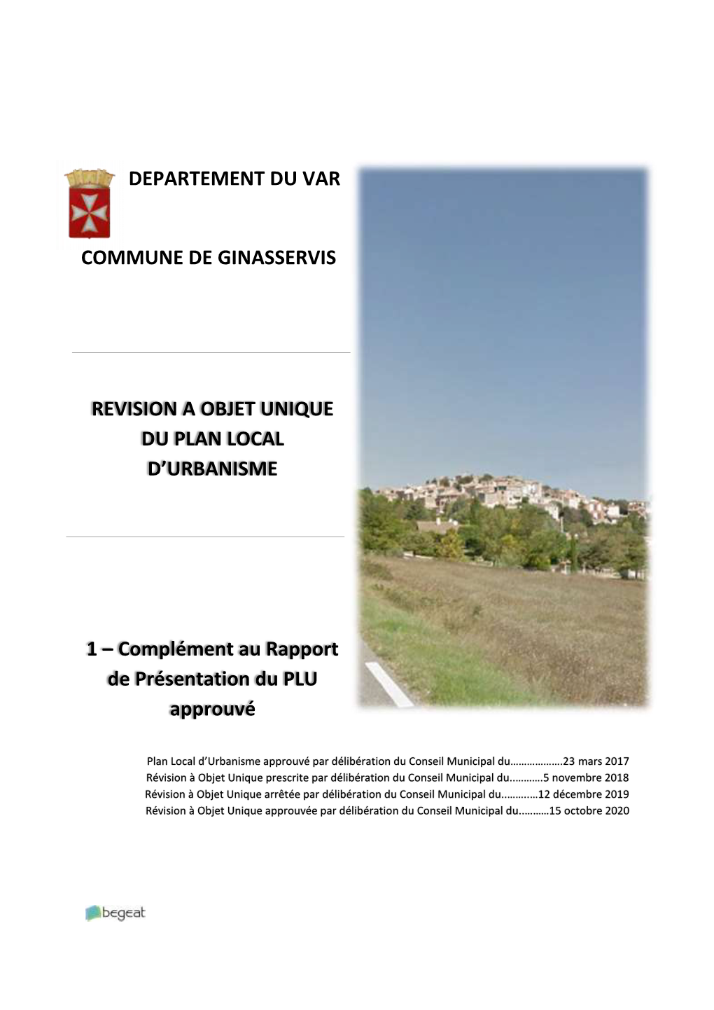 Departement Du Var Commune De Ginasservis Revision A