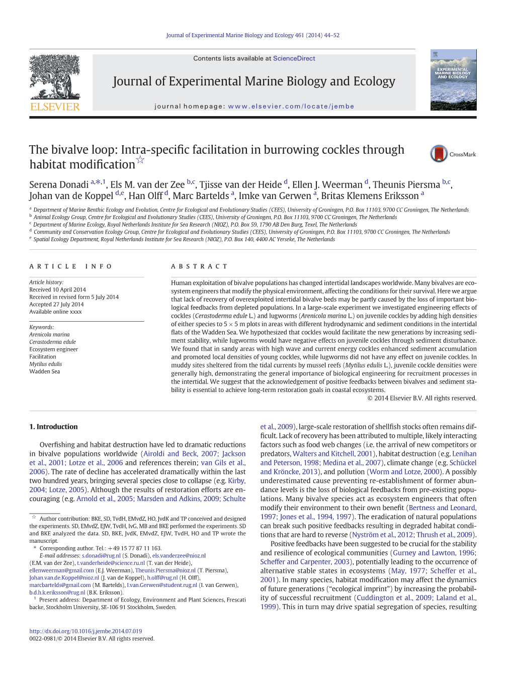 Intra-Specific Facilitation in Burrowing Cockles Through Habitat Modification