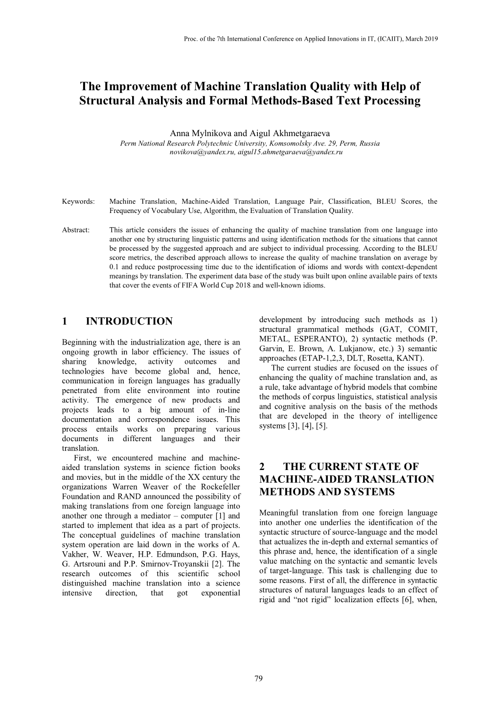 The Improvement of Machine Translation Quality with Help of Structural Analysis and Formal Methods-Based Text Processing