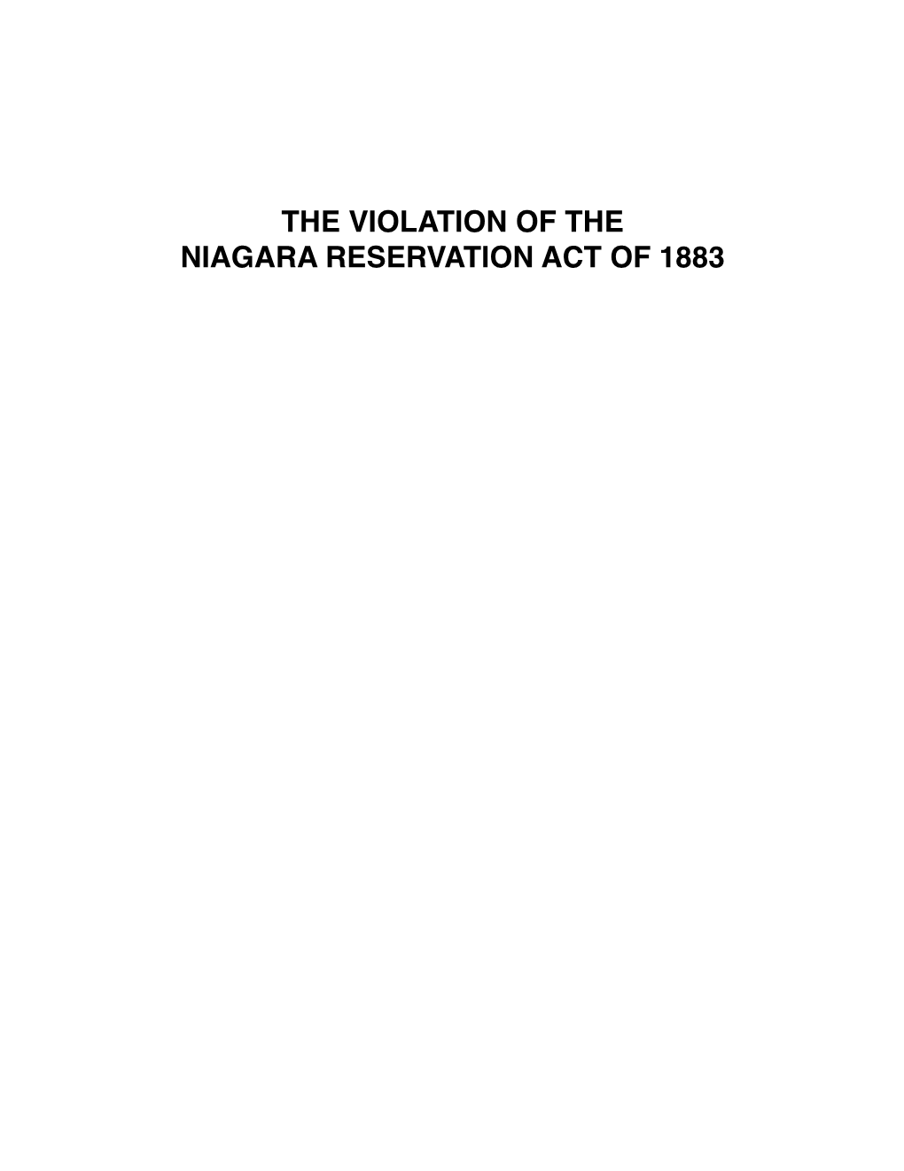 The Violation of the Niagara Reservation Act of 1883