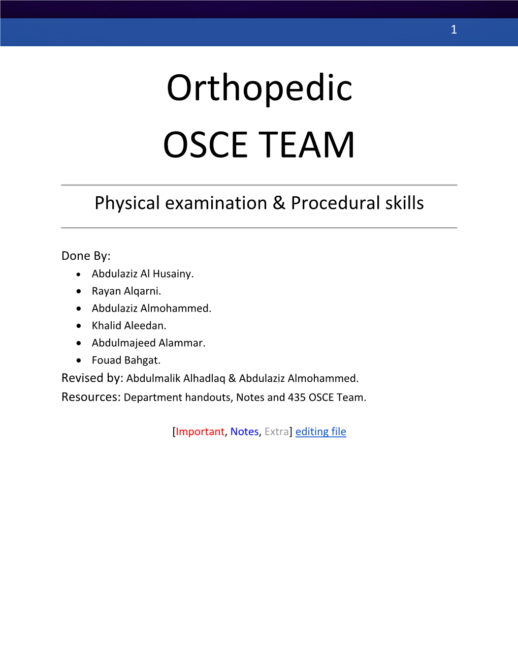 Orthopedic OSCE TEAM