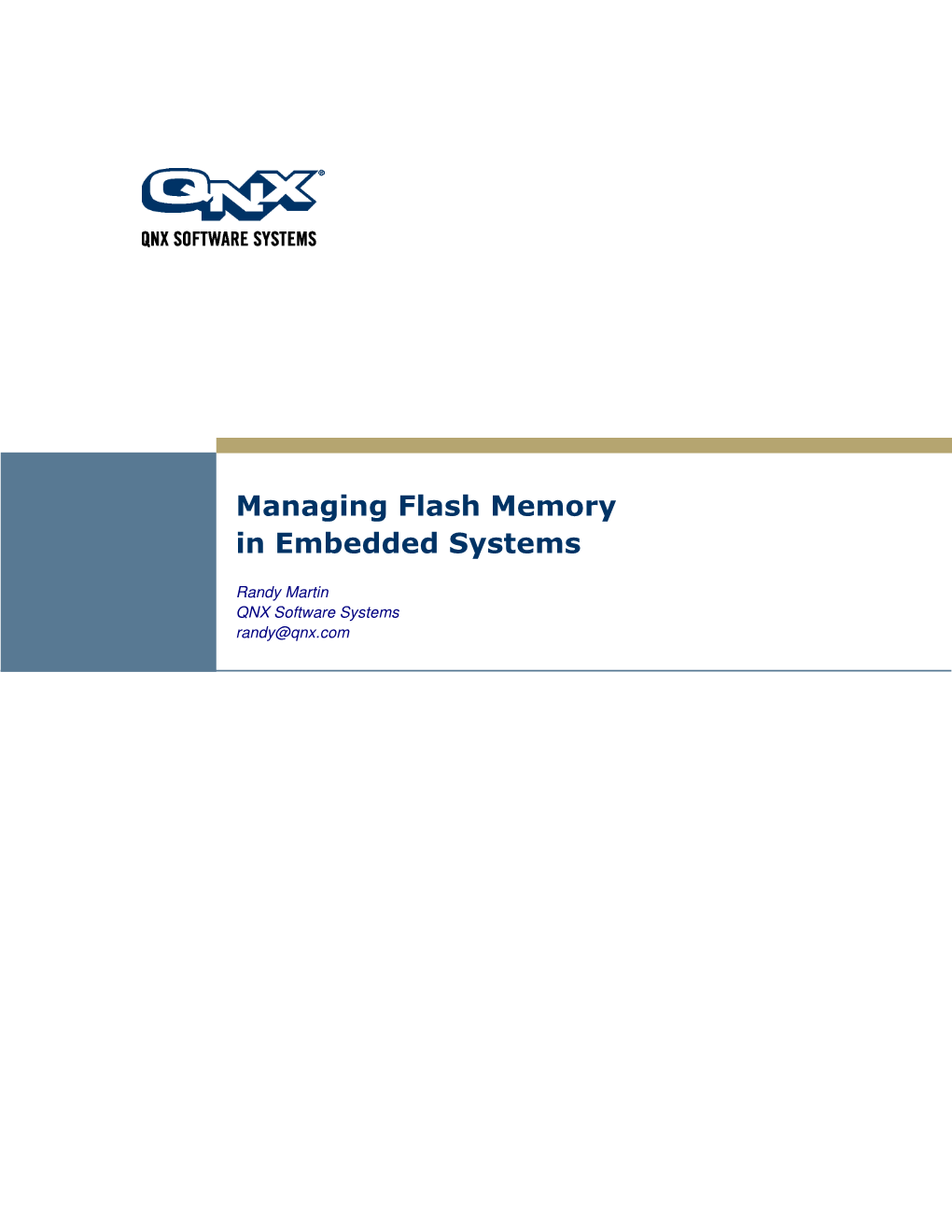 Managing Flash Memory in Embedded Systems