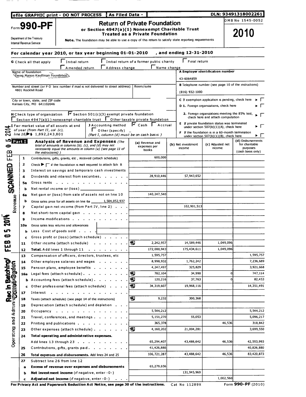 990-PF Or Section 4947( A)(1) Nonexempt Charitable Trust Foundation Treated As a Private 2010 Department of the Treasury Note