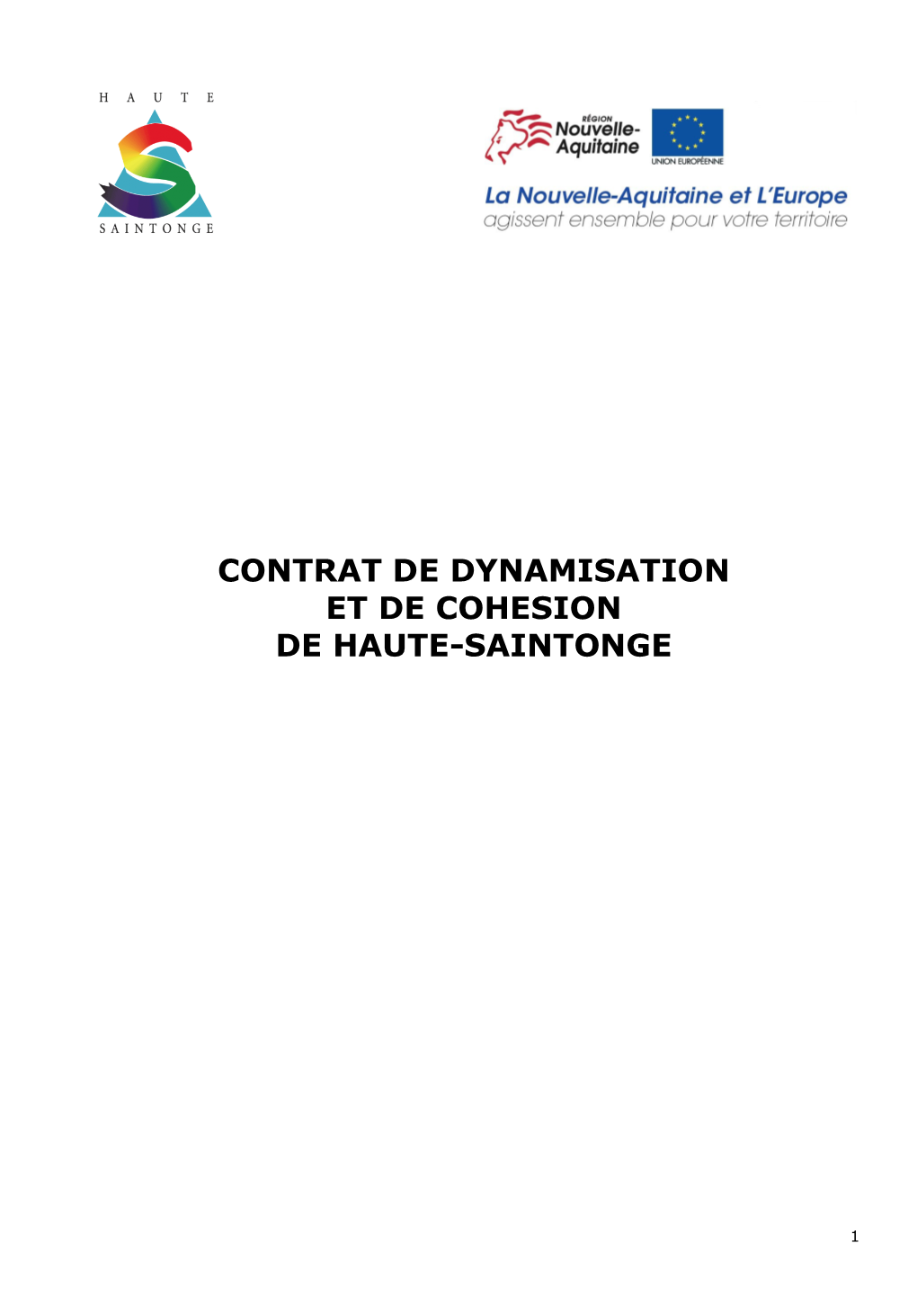 Contrat De Dynamisation Et De Cohésion De Haute-Saintonge