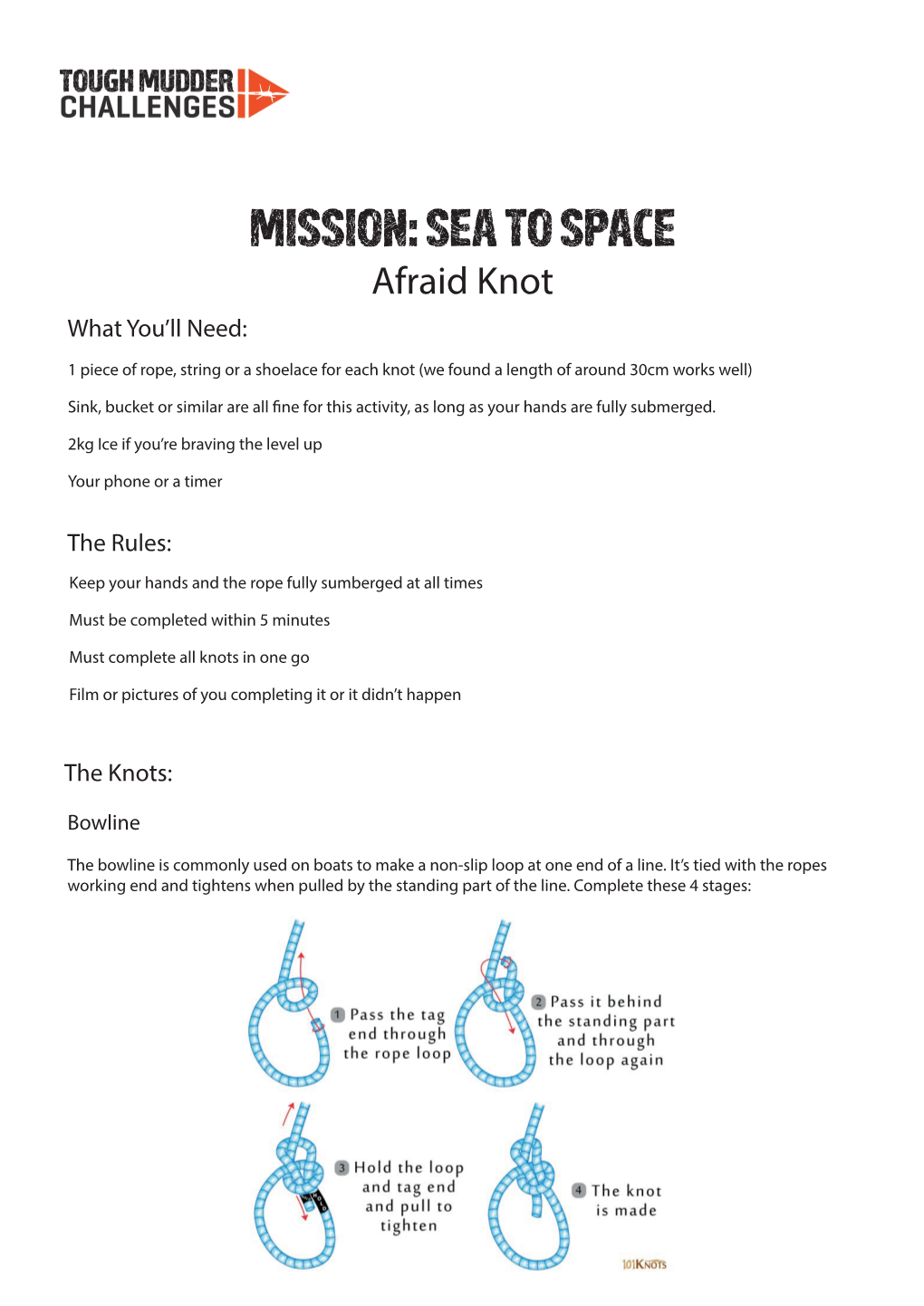 MISSION: SEA to SPACE Afraid Knot What You’Ll Need