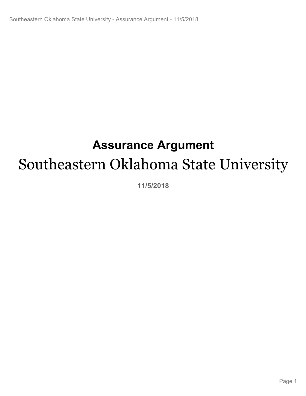 Higher Learning Commission Assurance Argument 2018