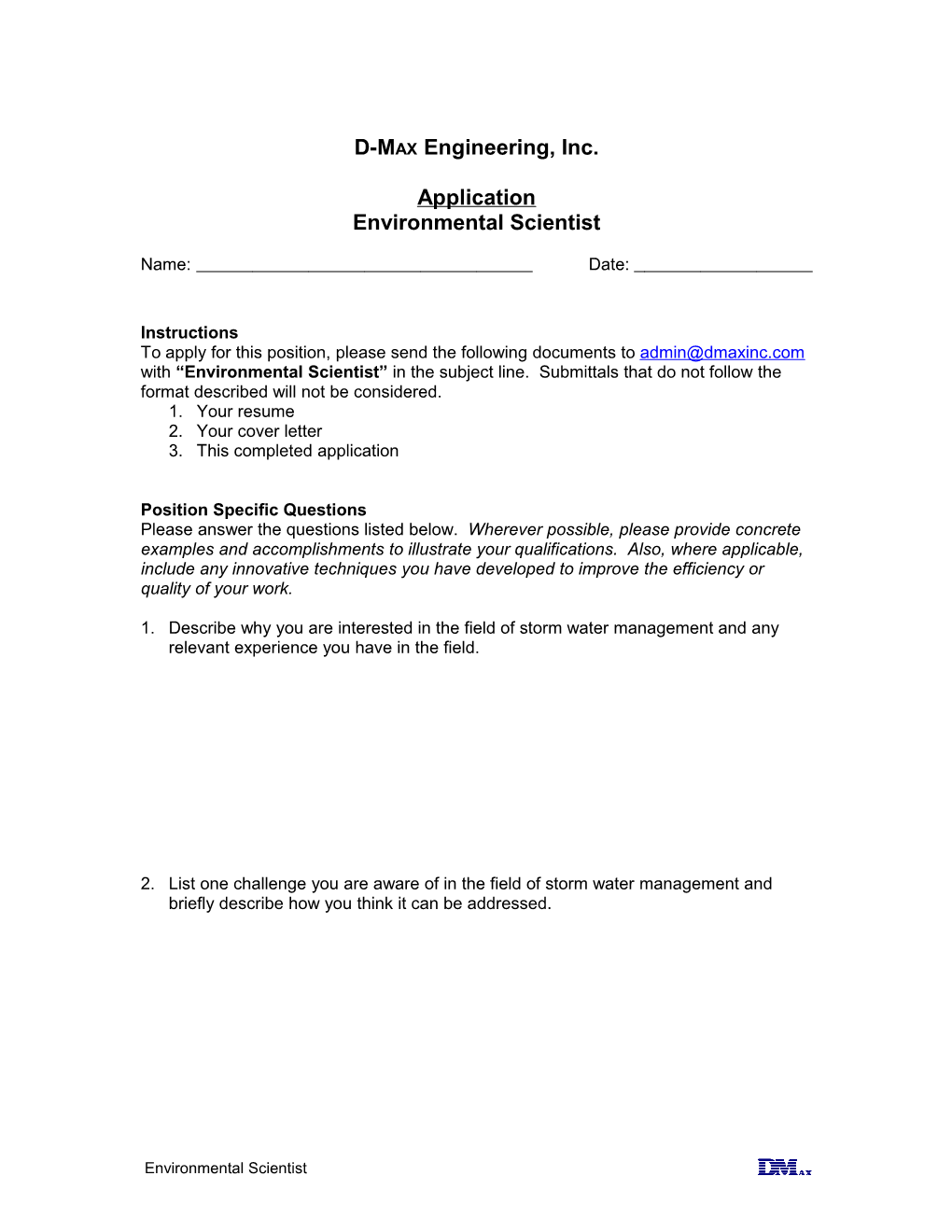 D-MAX Employee Evaluation Form