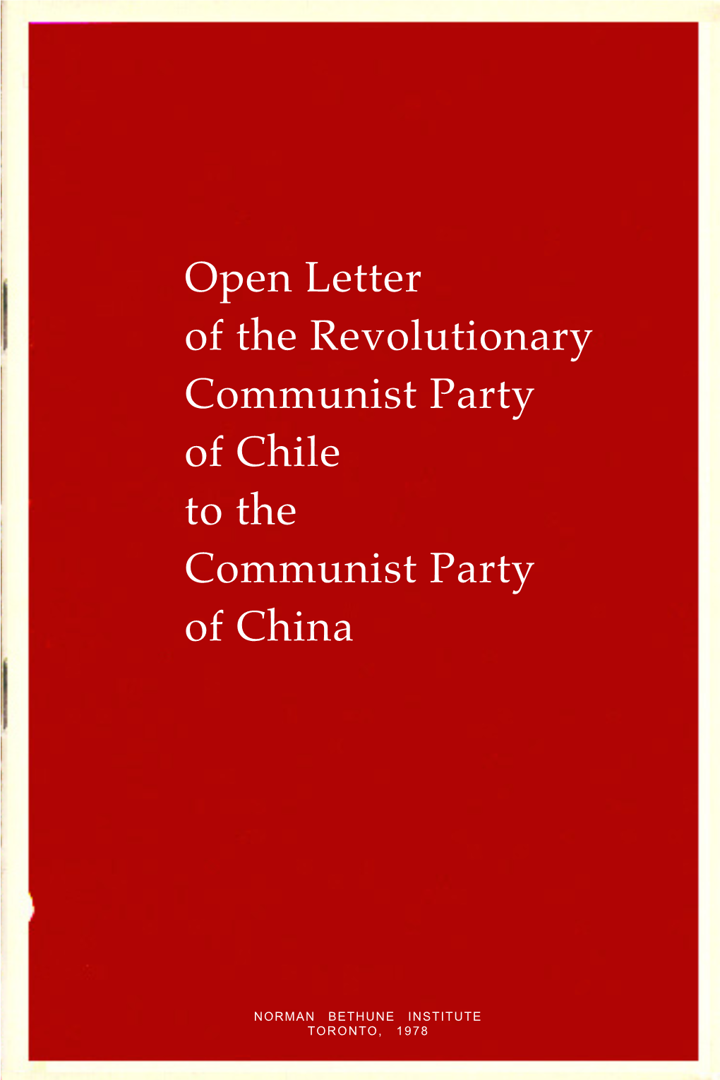 Open Letter to the Communist Party of China