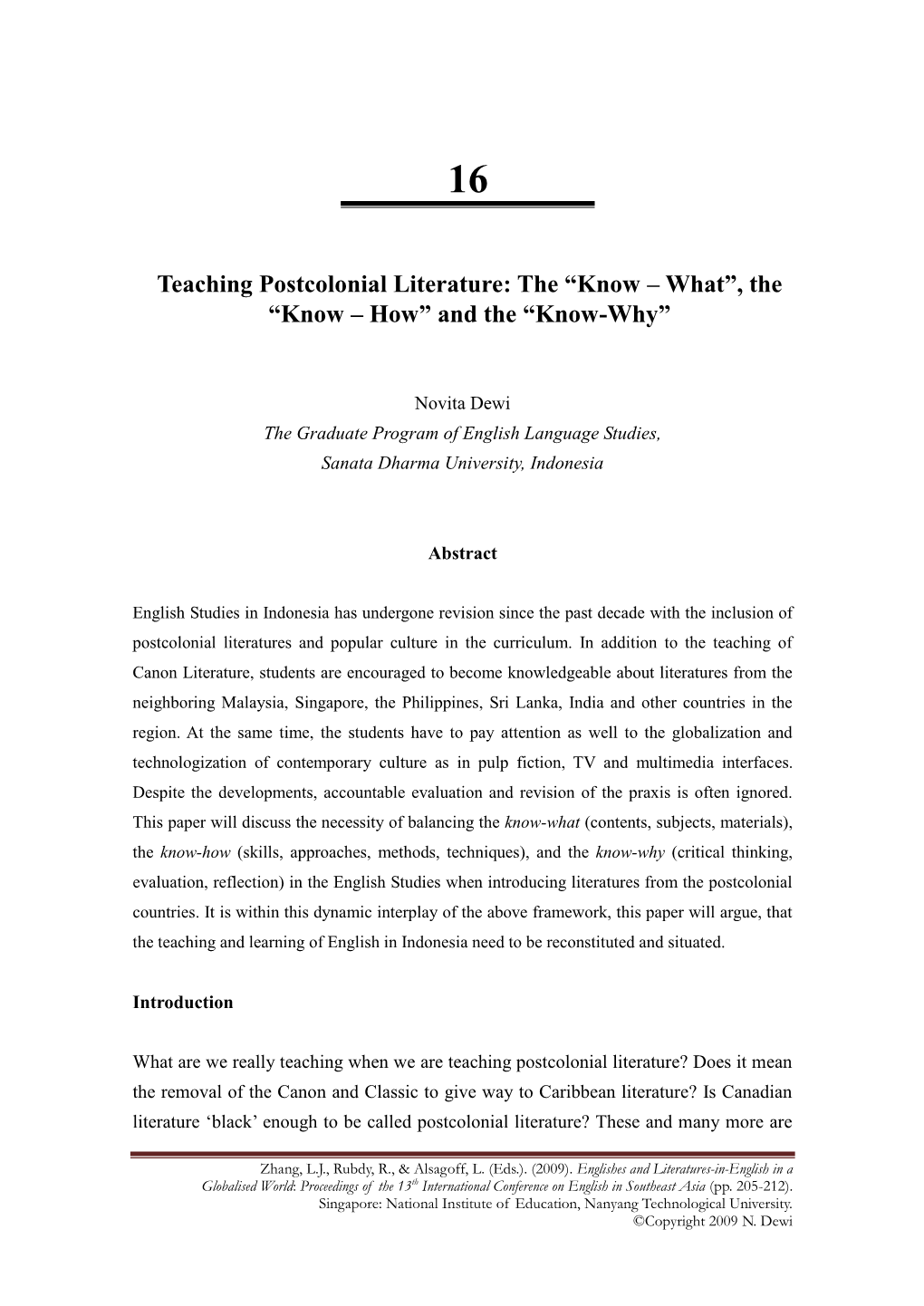 Teaching Postcolonial Literature: the “Know – What”, the “Know – How” and the “Know-Why”