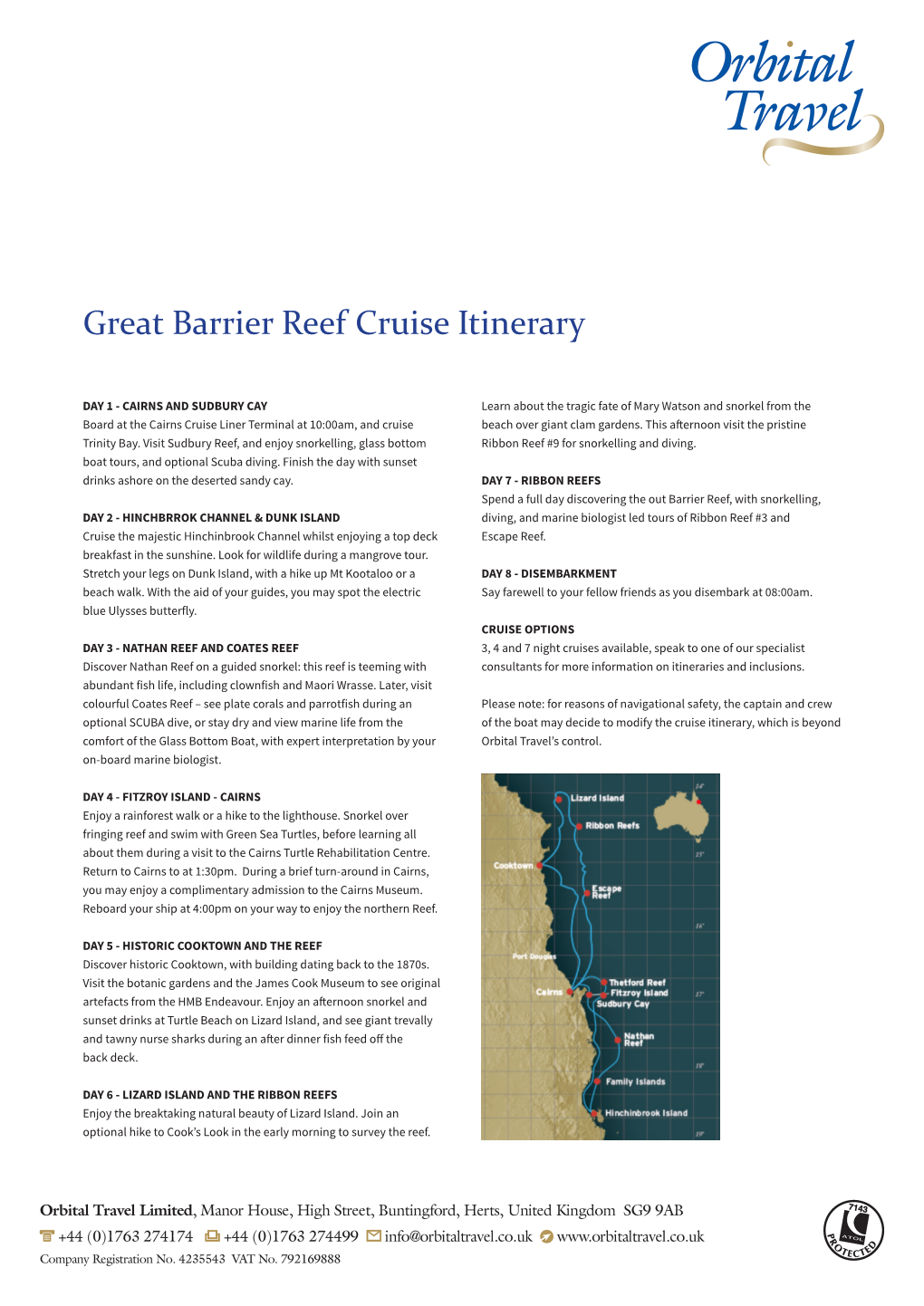 Great Barrier Reef Cruise Itinerary