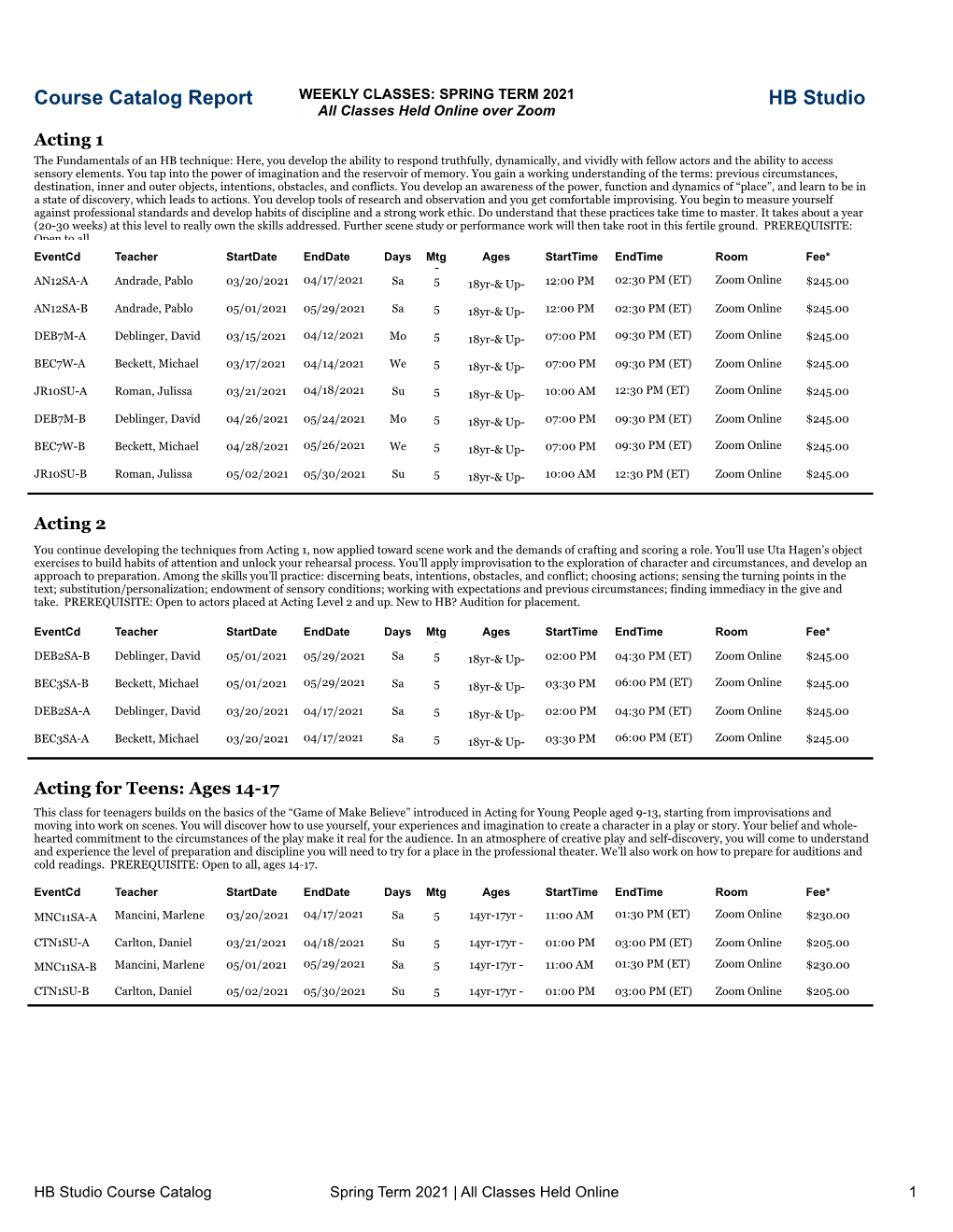 Course Catalogs FY21