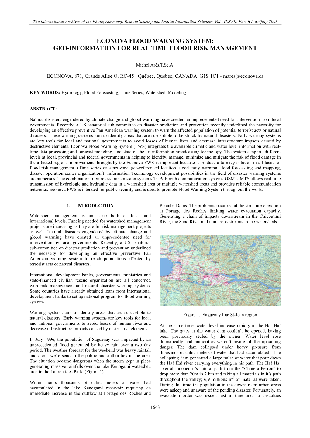 Econova Flood Warning System: Geo-Information for Real Time Flood Risk Management