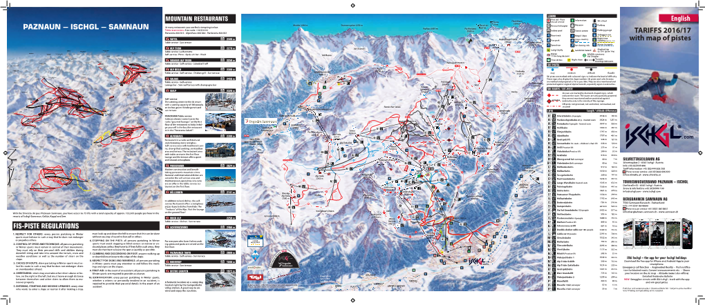 English TARIFFS 2016/17 with Map of Pistes