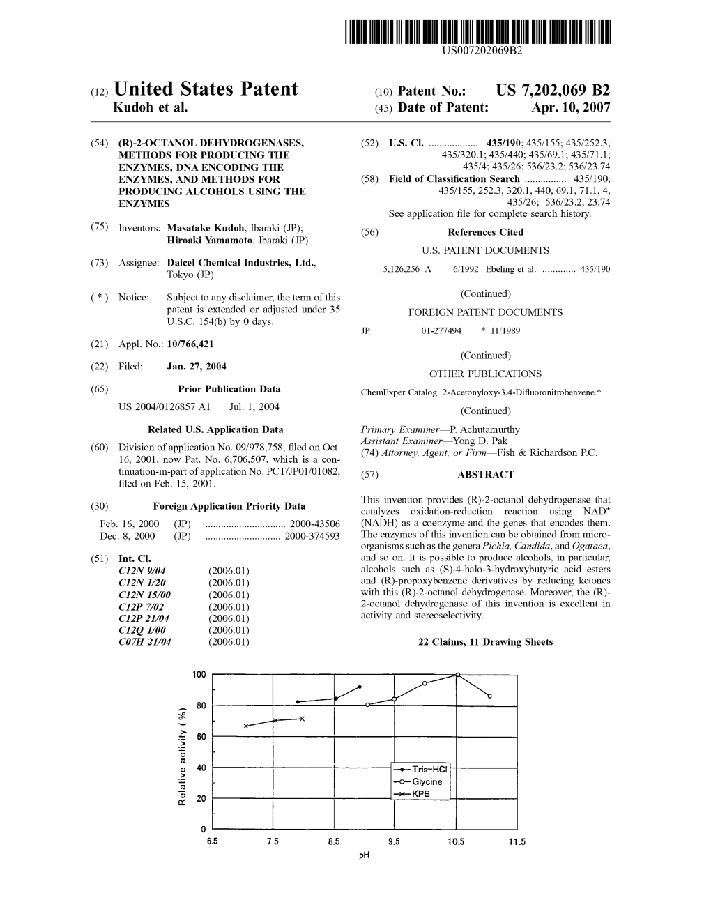 (12) United States Patent (10) Patent No.: US 7,202,069 B2 Kudoh Et Al