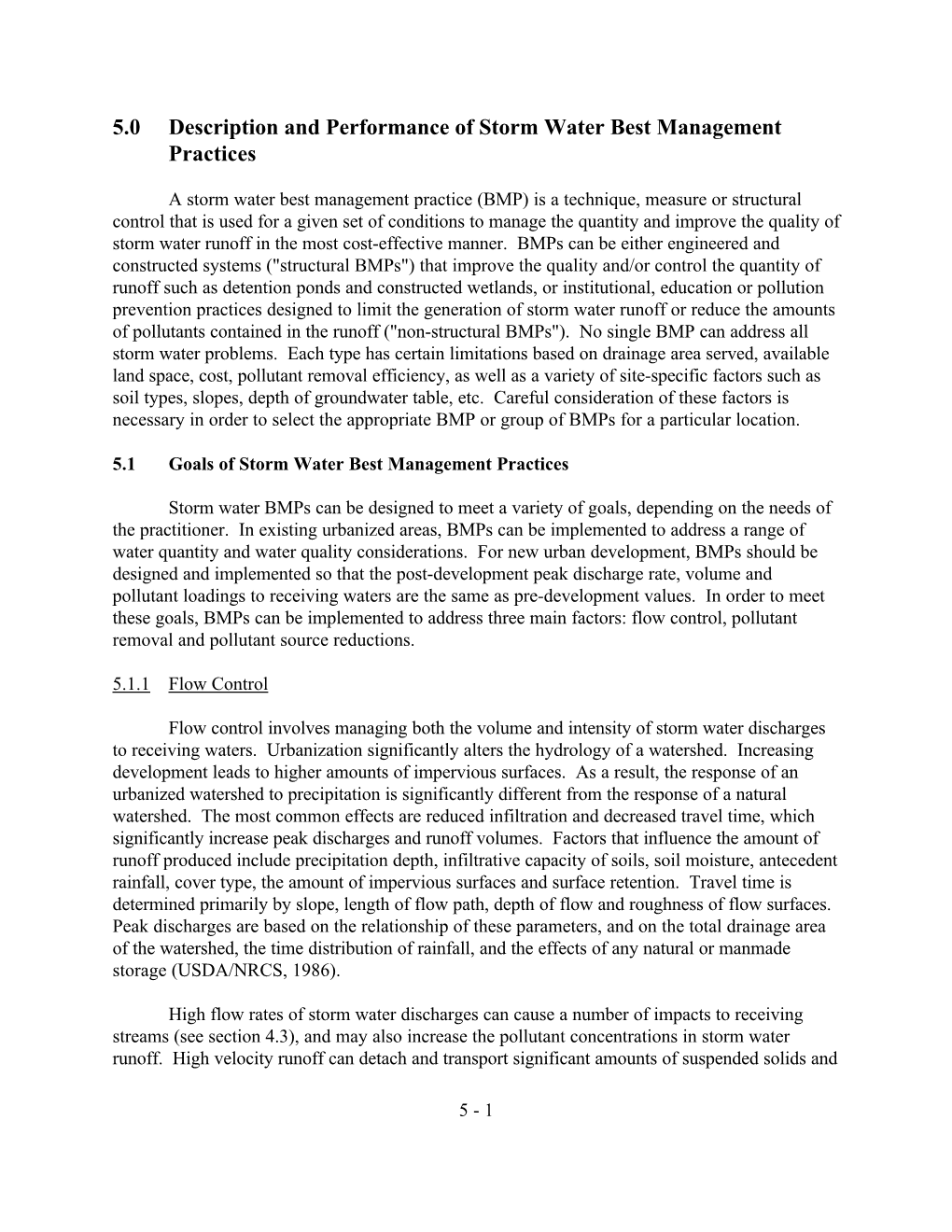 Urban Storm Water Preliminary Data Summary