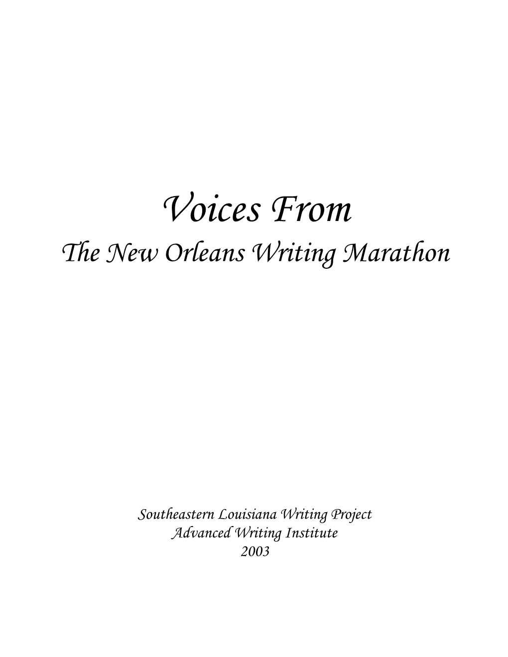 The New Orleans Writing Marathon