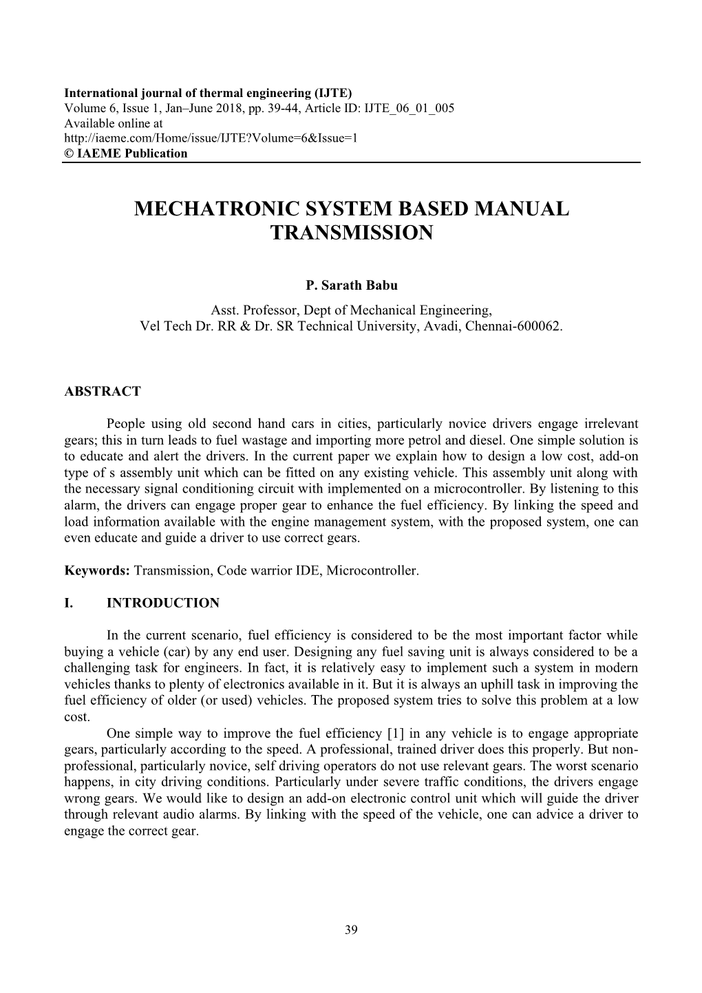 Mechatronic System Based Manual Transmission