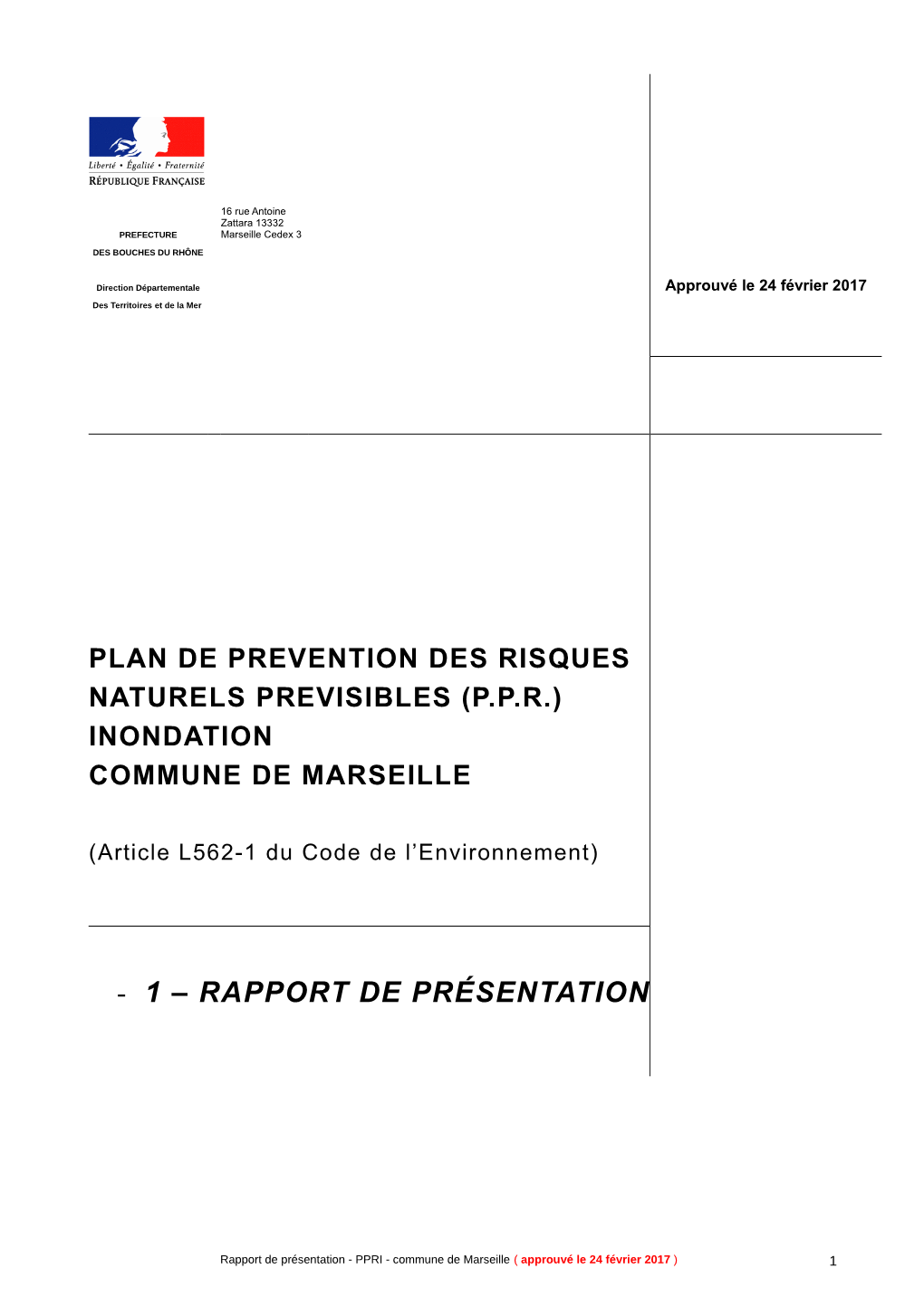 Piece 1 Rapport De Présentation PPRI Marseille.Pdf