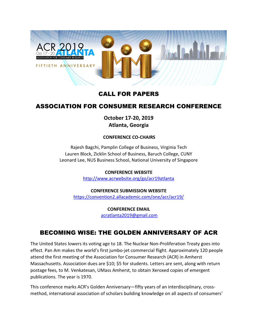 Call for Papers Association for Consumer Research
