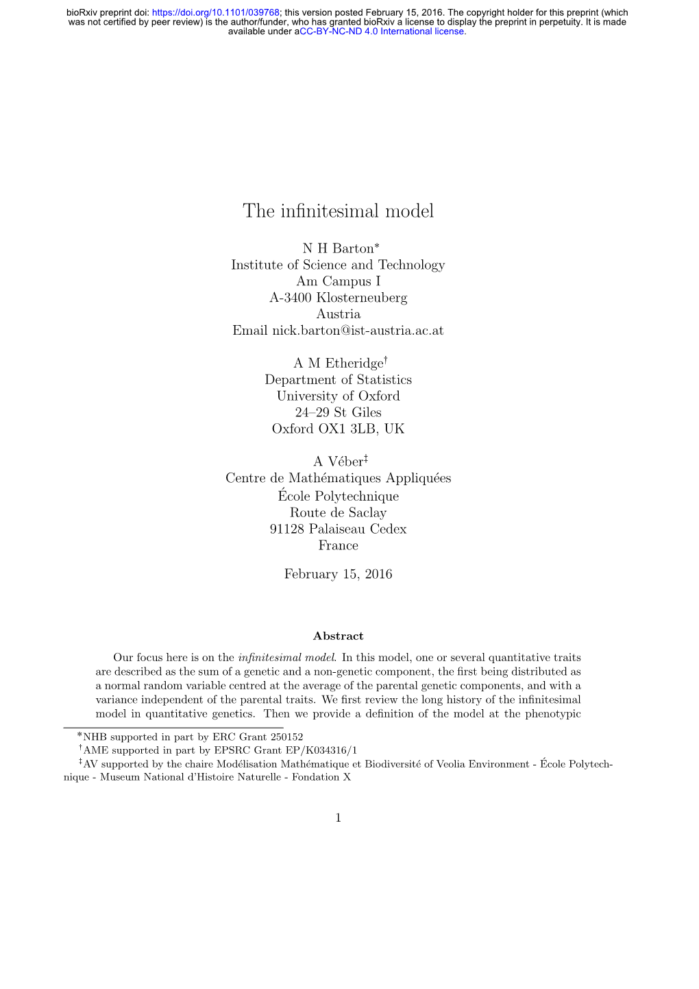 The Infinitesimal Model