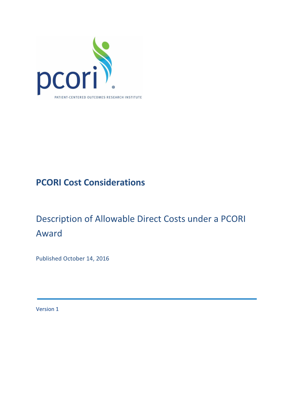 Description of Allowable Direct Costs Under a PCORI Award
