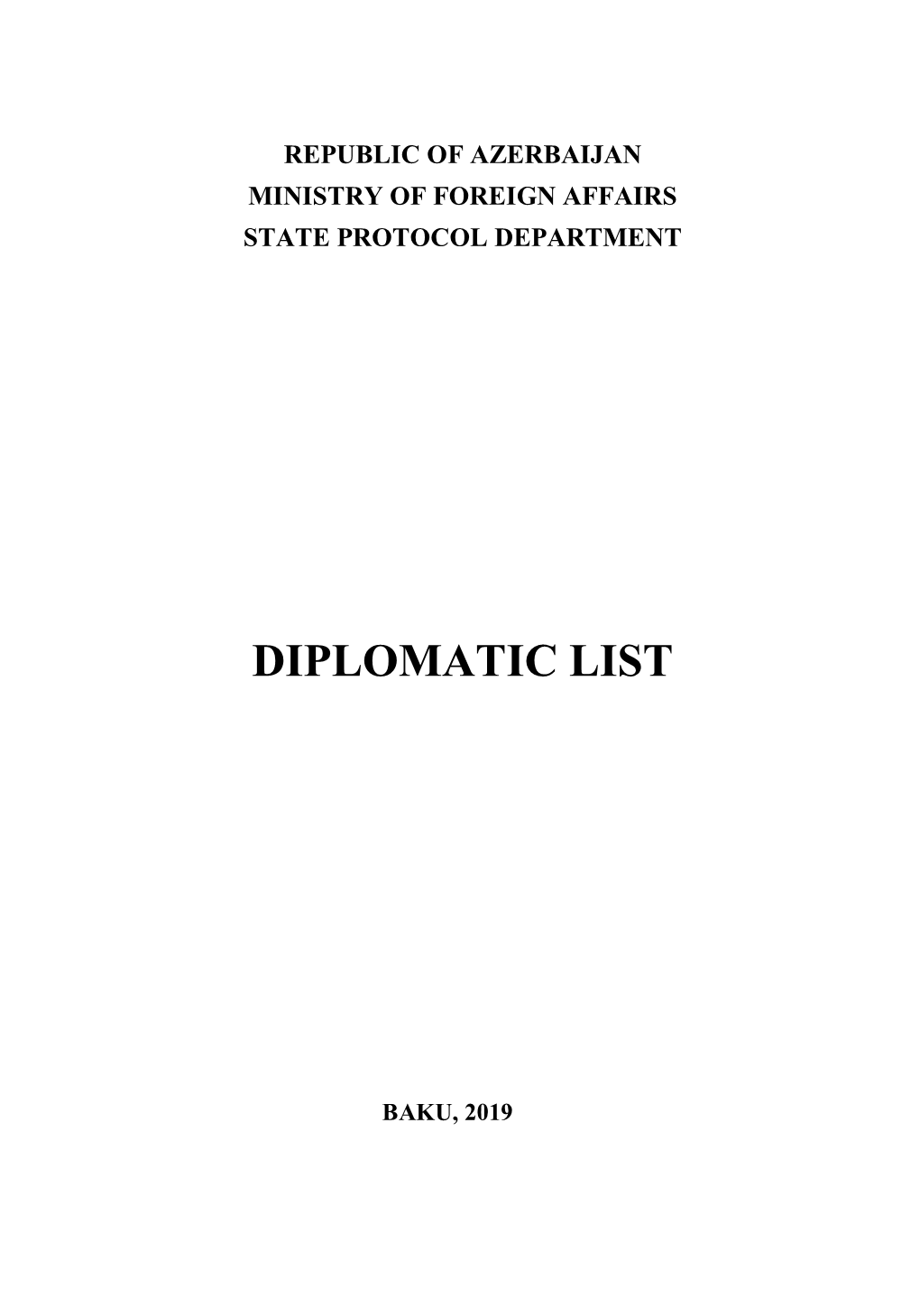 Ministry of Foreign Affairs State Protocol Department