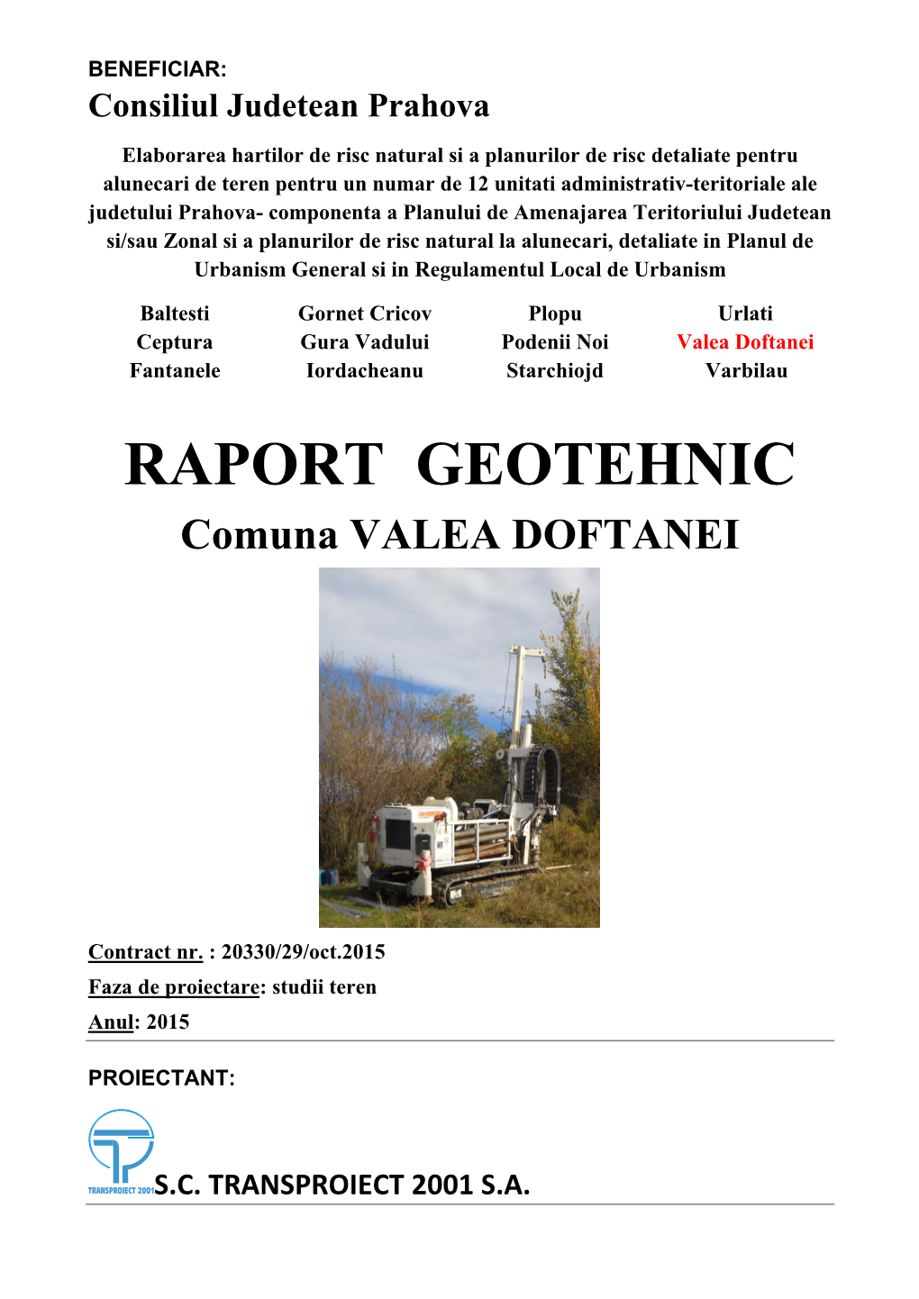 RAPORT GEOTEHNIC Comuna VALEA DOFTANEI