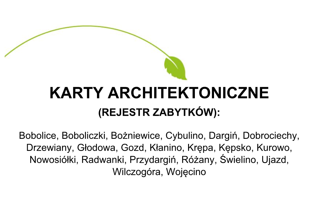 Karty Architektoniczne (Rejestr Zabytków)