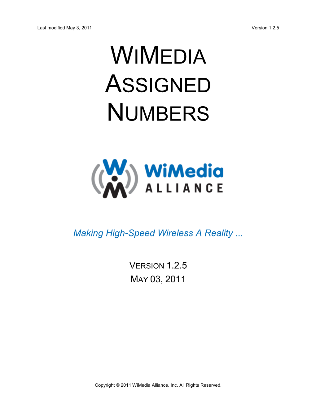 Wimedia Assigned Numbers Document