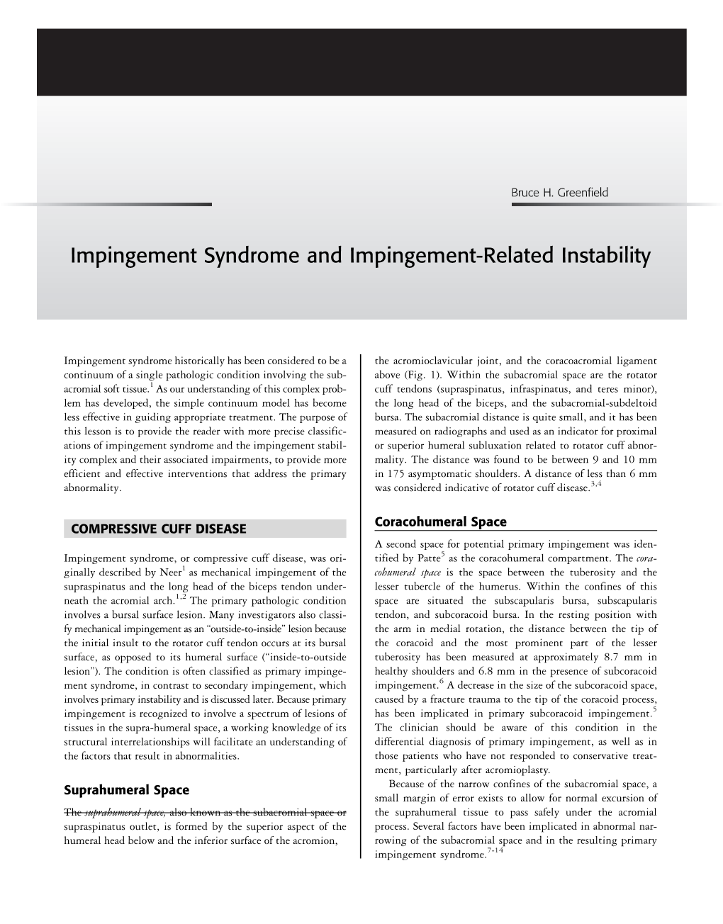 Impingement Syndrome and Impingement-Related Instability