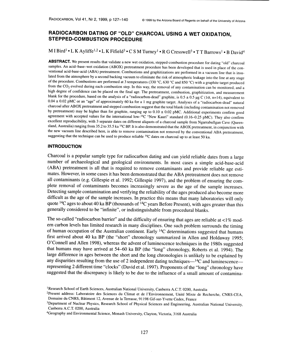 Radiocarbon Dating of 