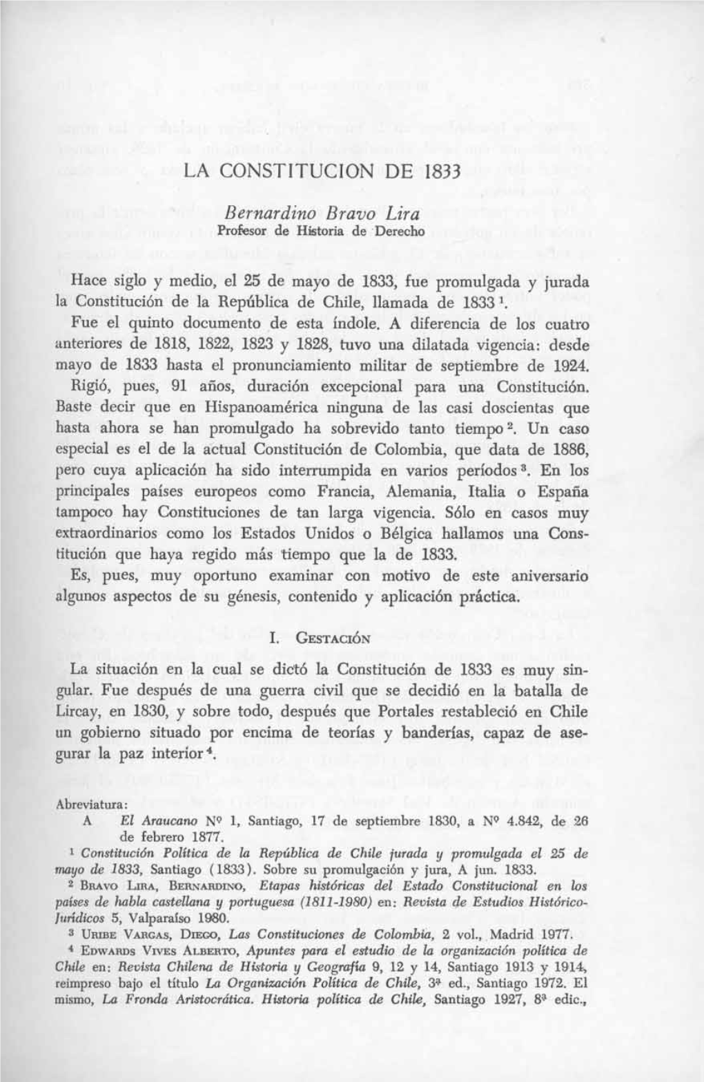 La Constitucion De 1833