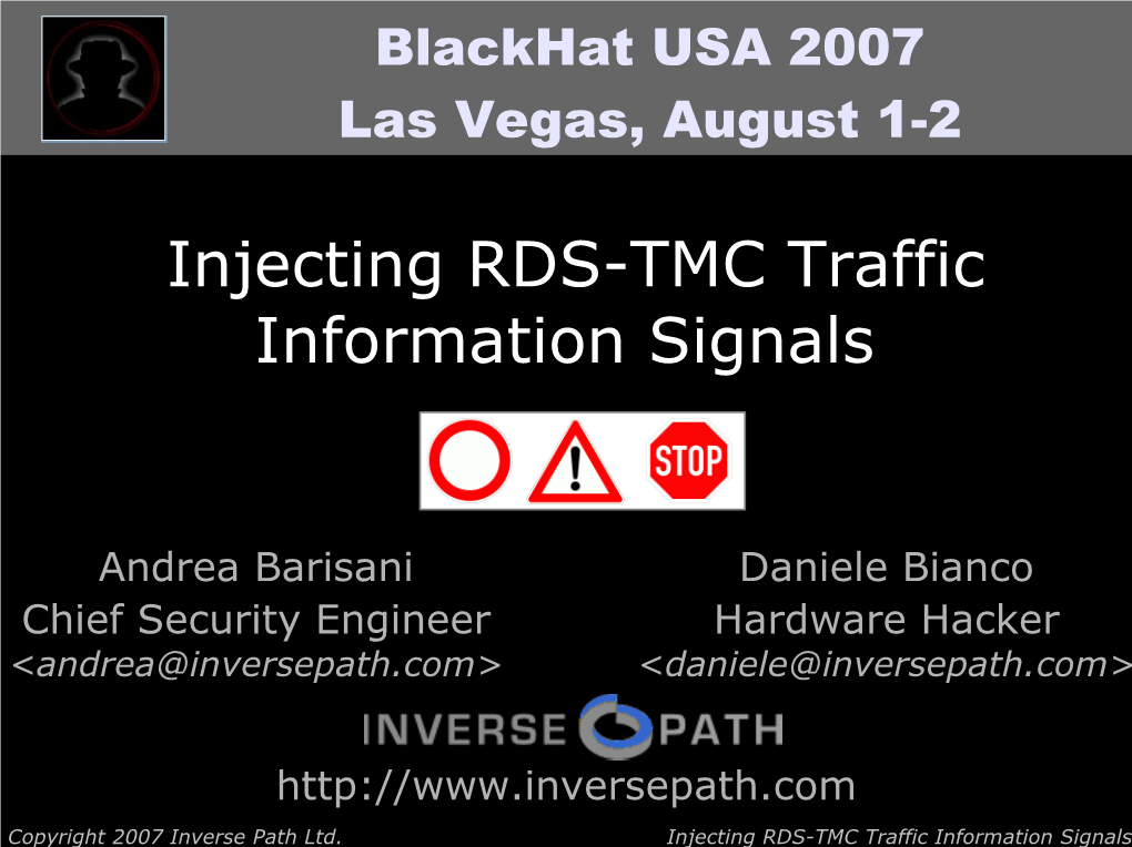 Injecting RDS-TMC Traffic Information Signals