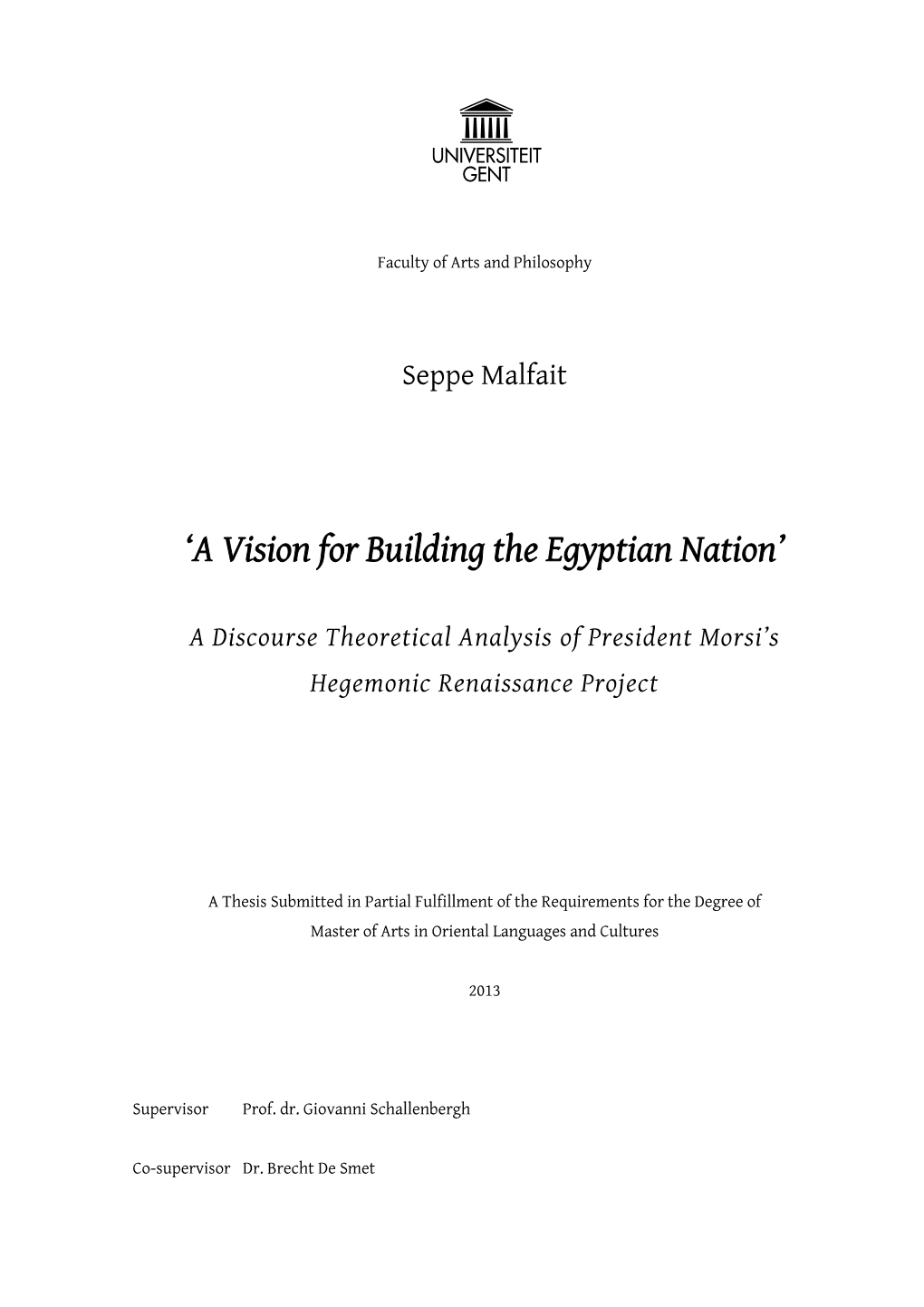 'A Vision for Building the Egyptian Nation'