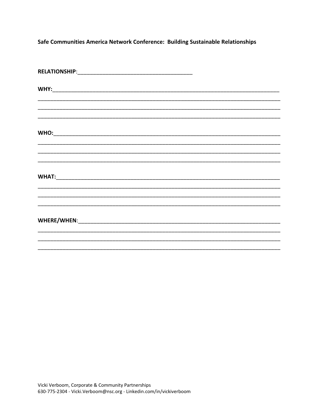 Building Sustainable Funding Relationships Worksheet