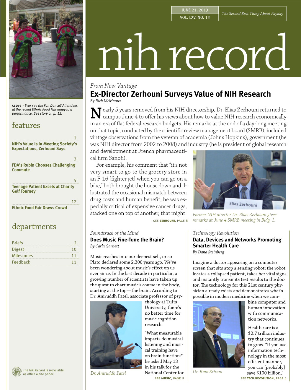 June 21, 2013, NIH Record, Vol. LXV, No. 13