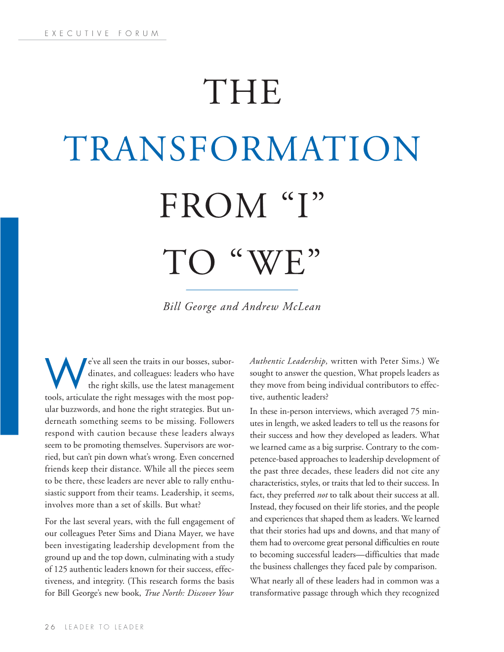 The Transformation from “I” to “We”
