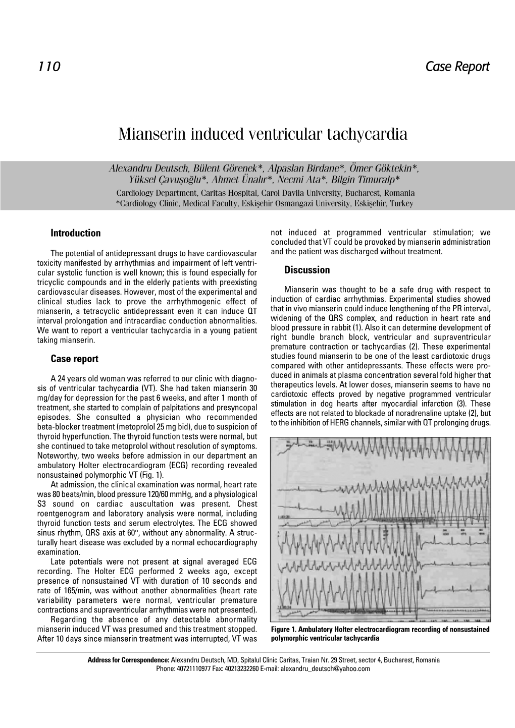 Mianserin Induced Ventricular Tachycardia