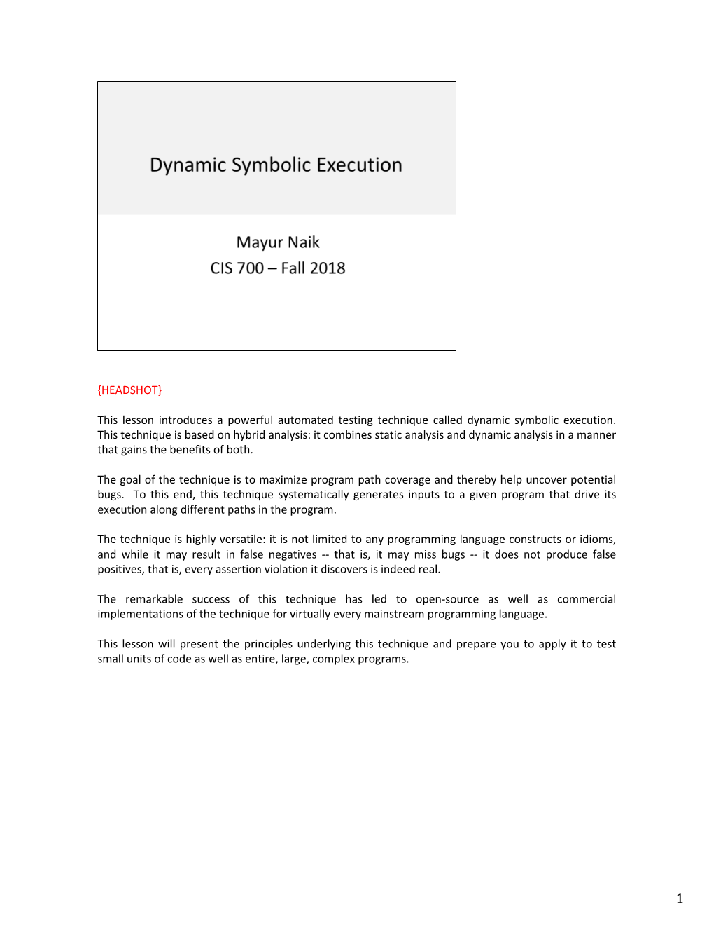 Dynamic Symbolic Execution