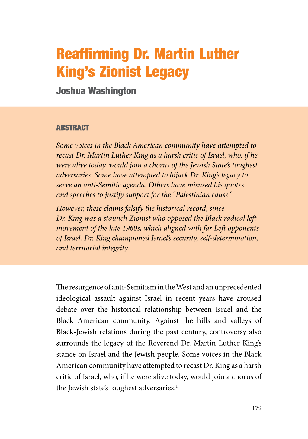 Reaffirming Dr. Martin Luther King's Zionist Legacy