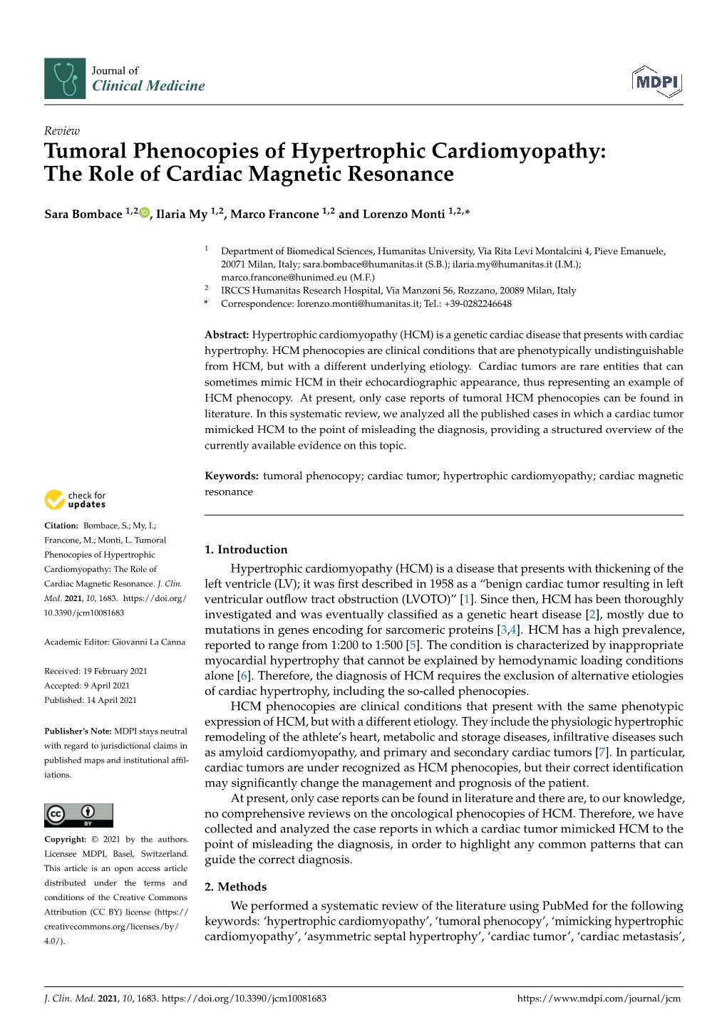 Tumoral Phenocopies of Hypertrophic Cardiomyopathy: the Role of Cardiac Magnetic Resonance