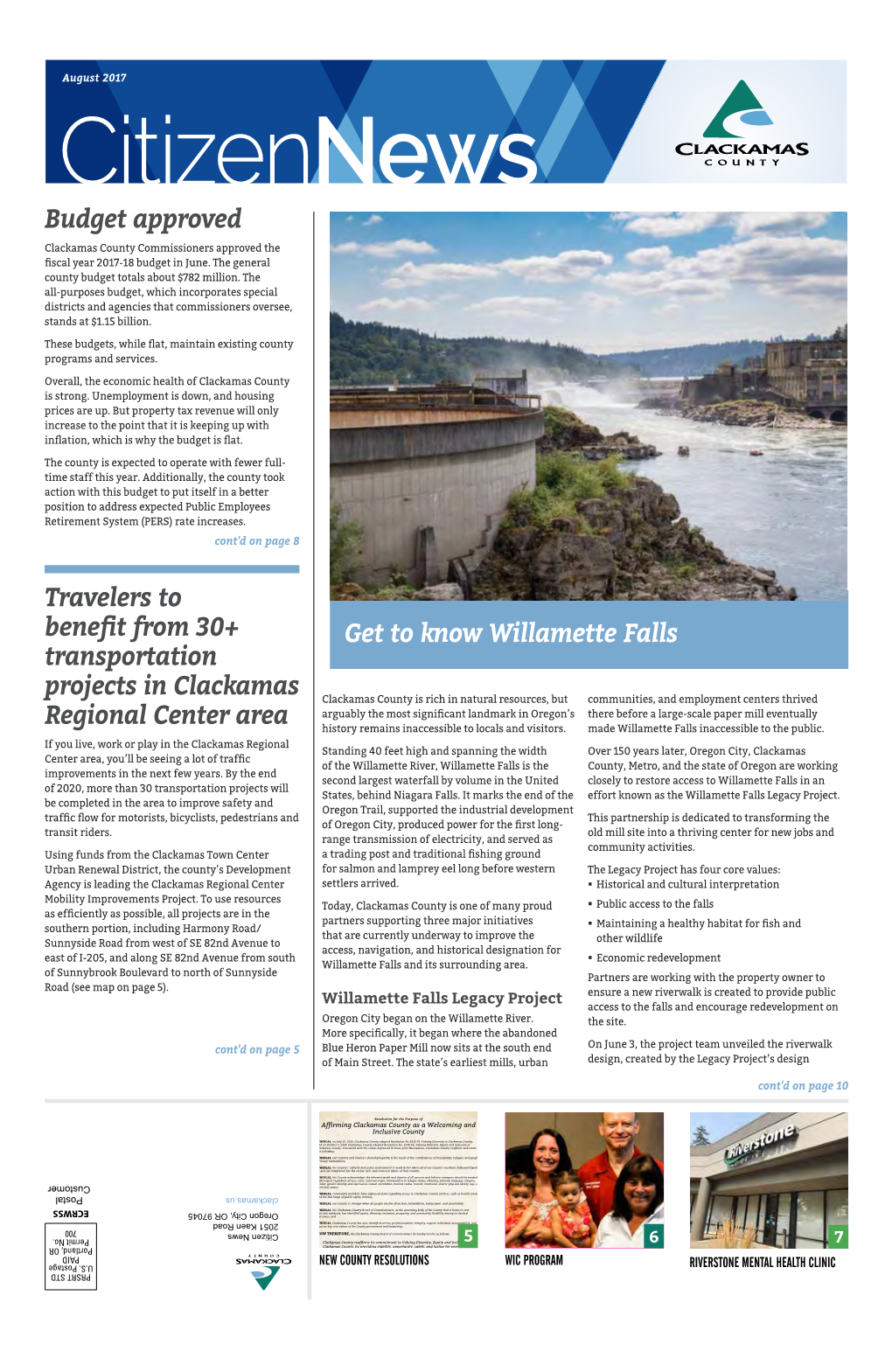 Get to Know Willamette Falls Budget Approved Travelers to Benefit from 30+ Transportation Projects in Clackamas Regional Center