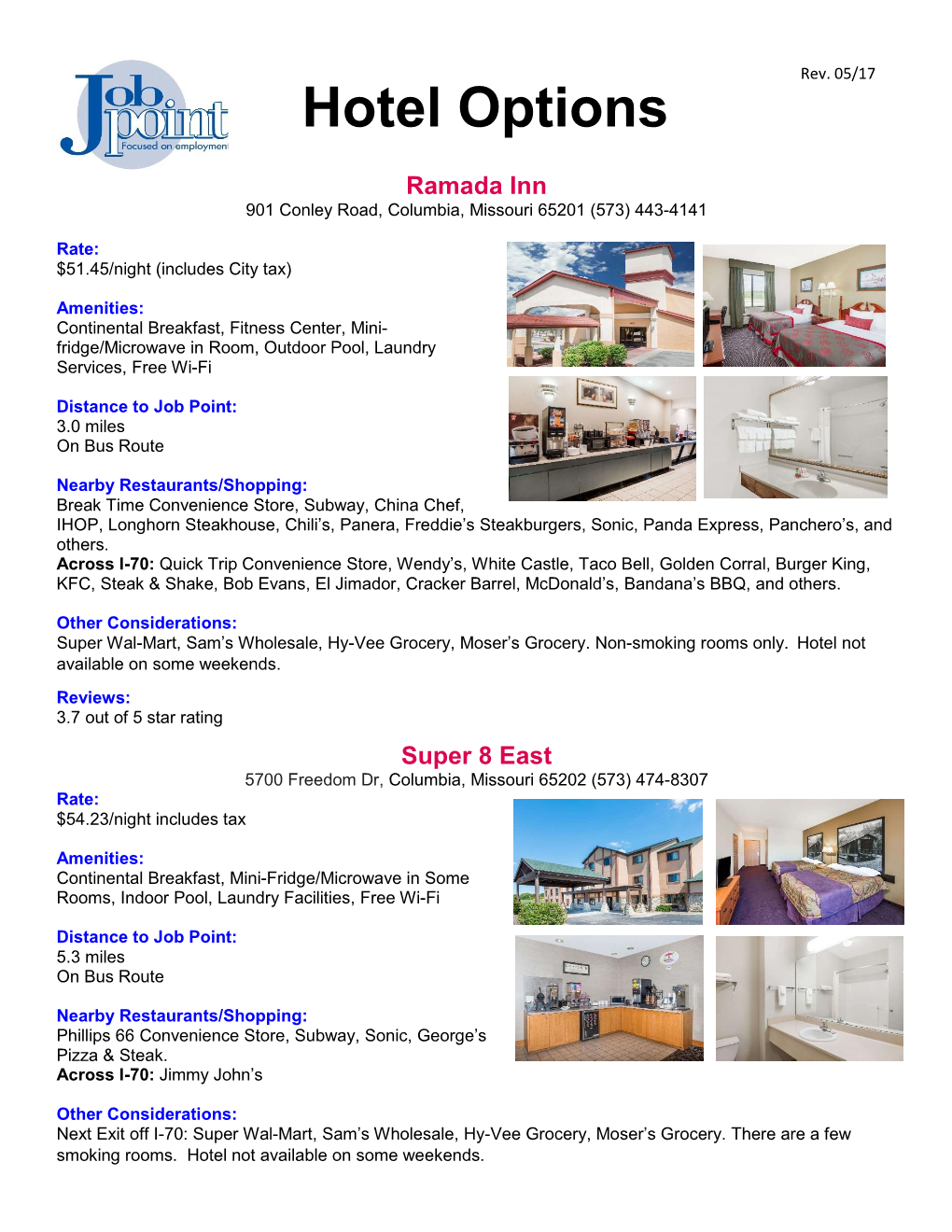 Hotel Information Flyer