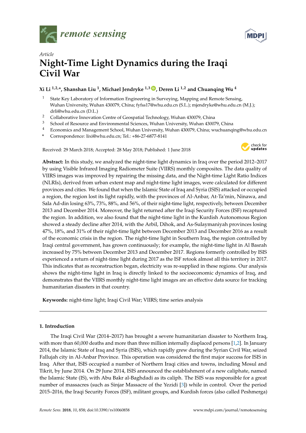 Night-Time Light Dynamics During the Iraqi Civil War