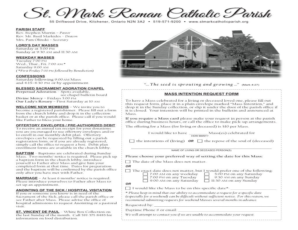 St. Mark Roman Catholic Parish Professional INVESTMENTS INC