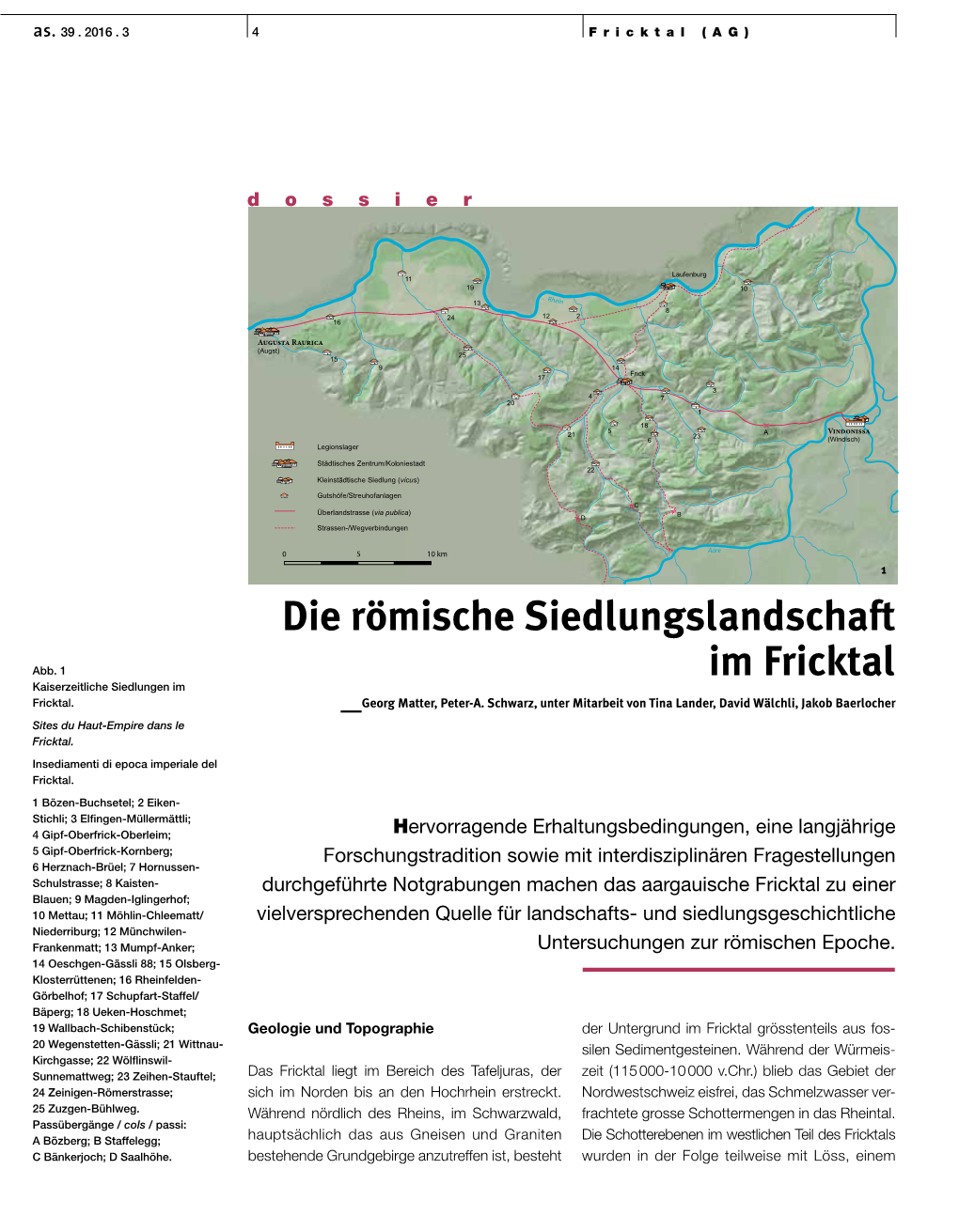 Die Römische Siedlungslandschaft Im Fricktal