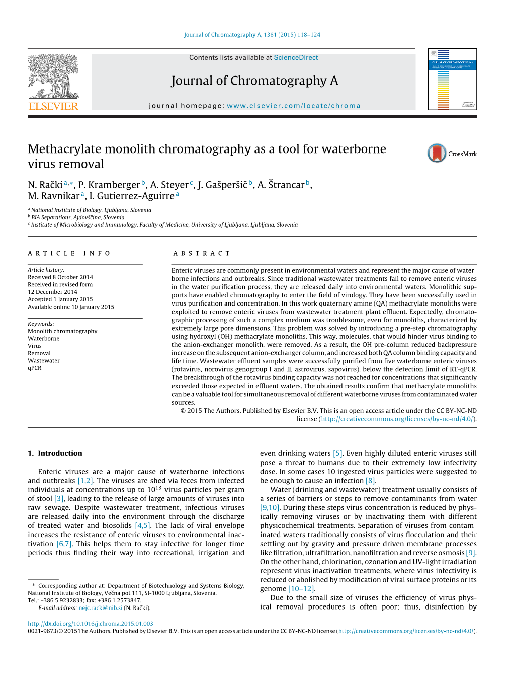 Journal of Chromatography A, 1381 (2015) 118–124