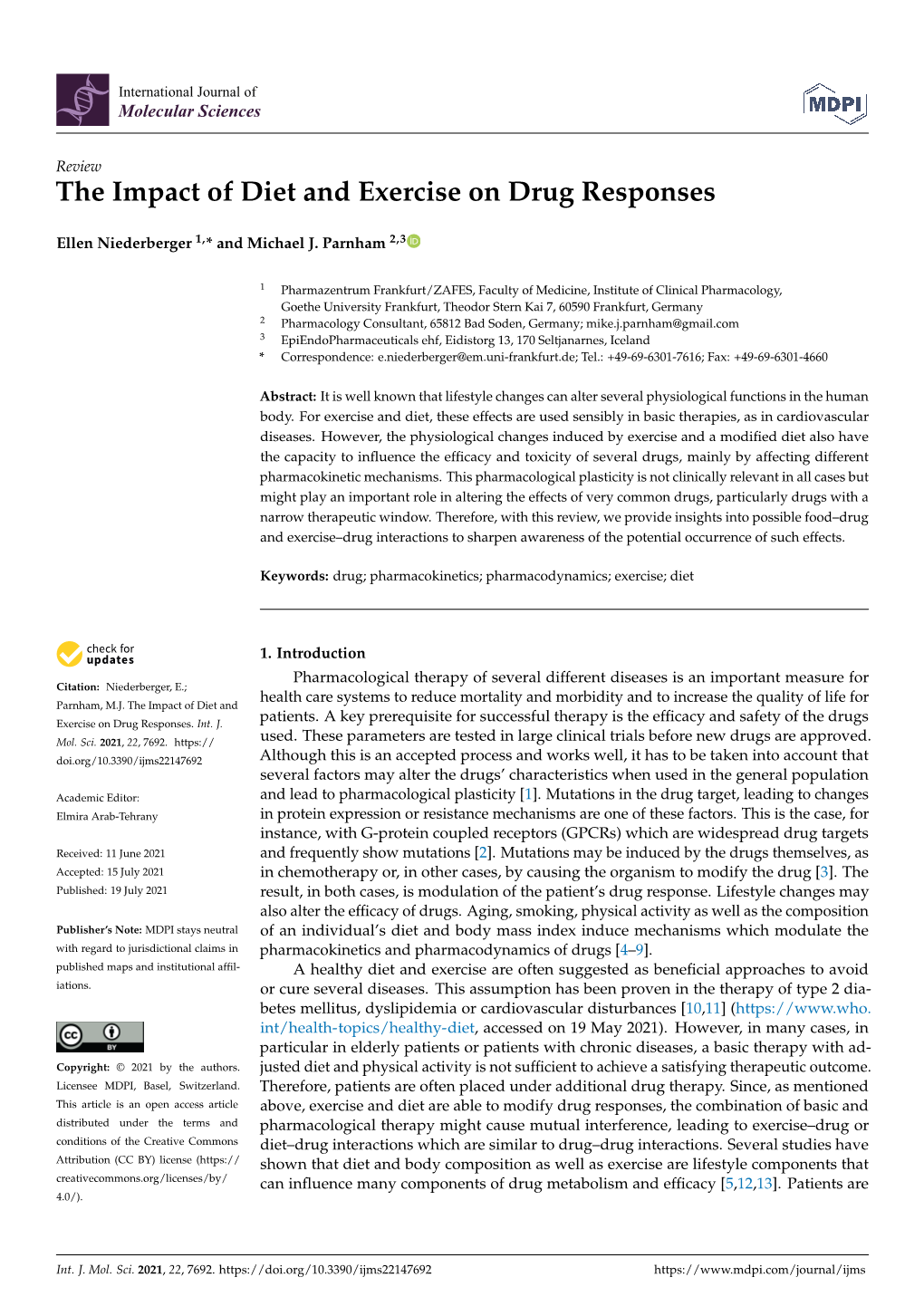 The Impact of Diet and Exercise on Drug Responses