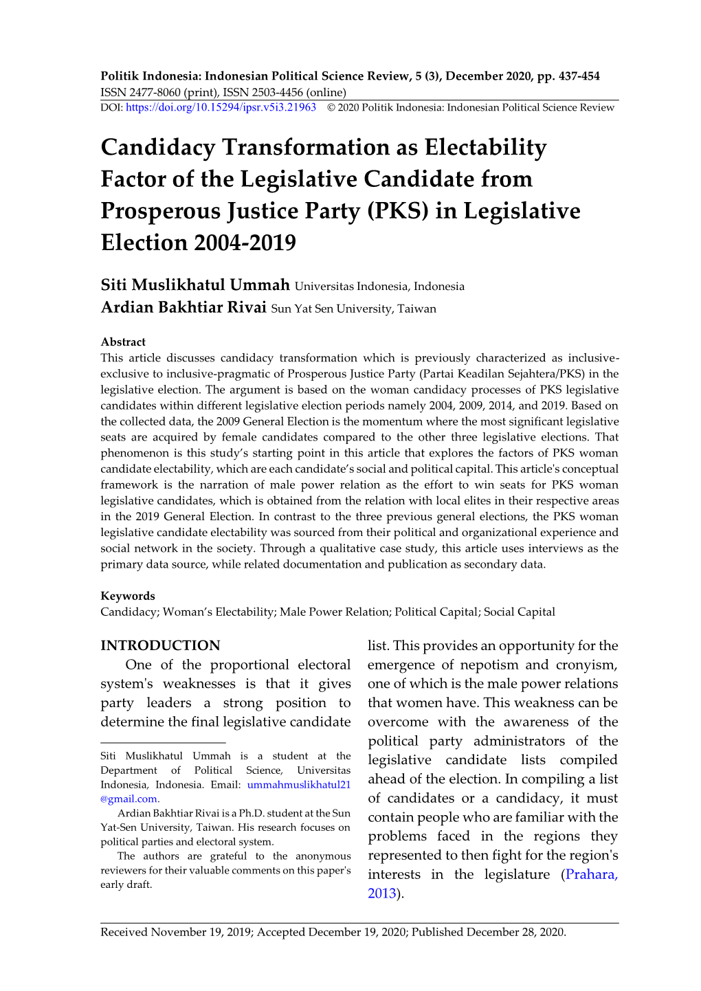 In Legislative Election 2004-2019