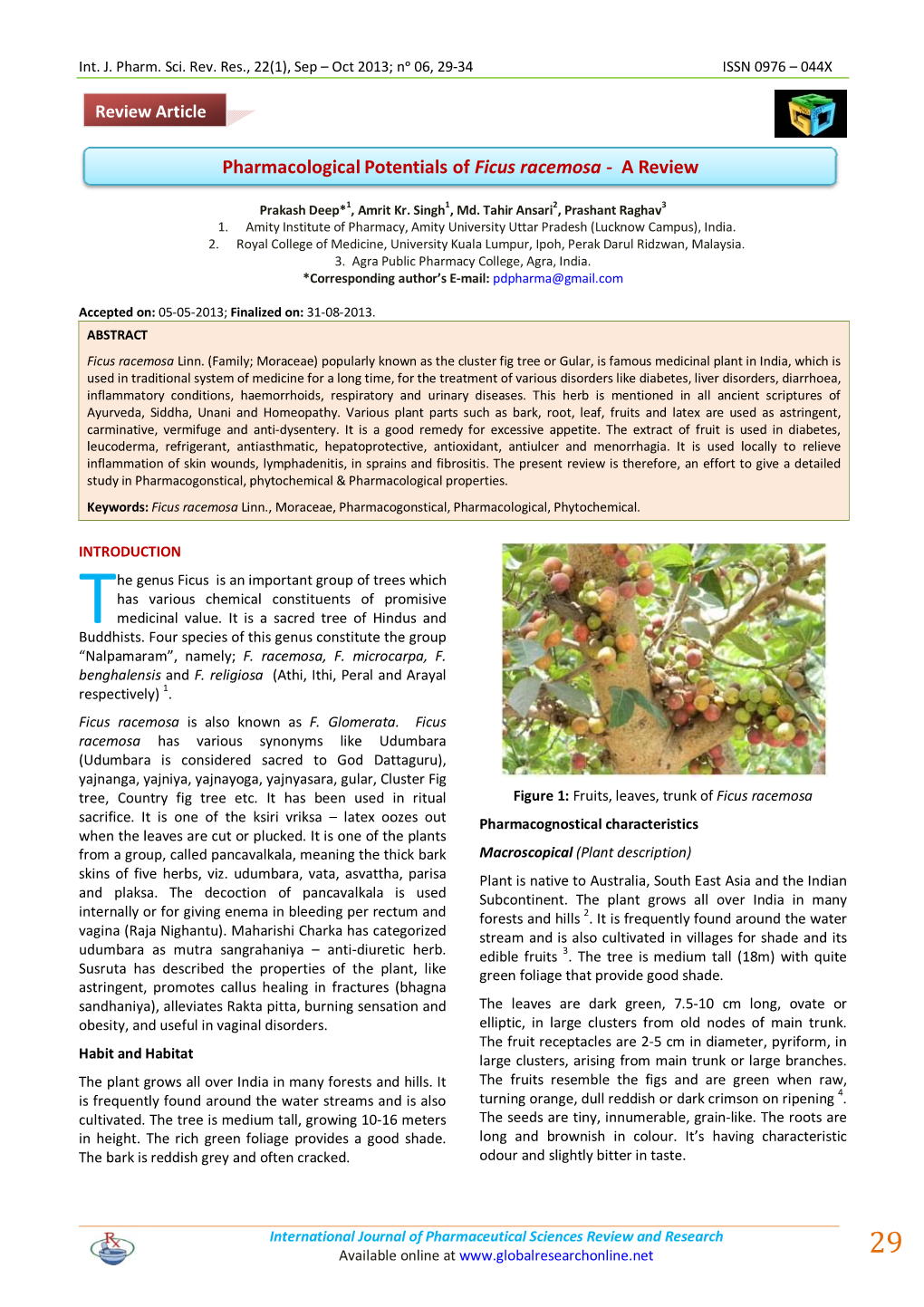 Pharmacological Potentials of Ficus Racemosa - a Review